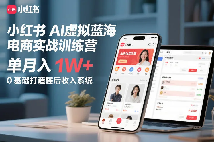 小红书AI虚拟蓝海电商实战训练营，单月入1W+，0基础打造睡后收入系统（更新）