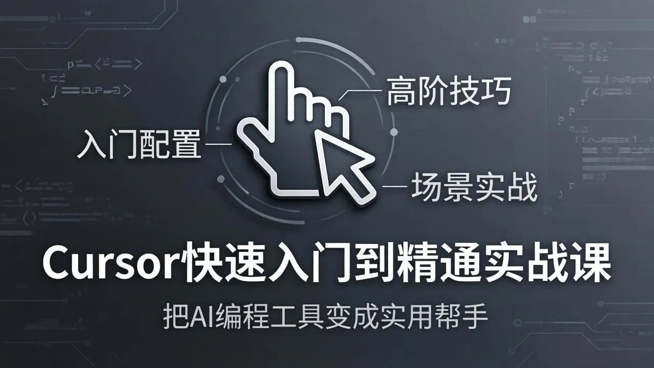 Cursor快速入门到精通实战课:入门配置+高阶技巧+场景实战,把AI编程工具变成实用帮手