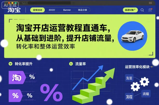 淘宝开店运营教程直通车，从基础到进阶，提升店铺流量，转化率和整体运营效率（更新26年3月24日）