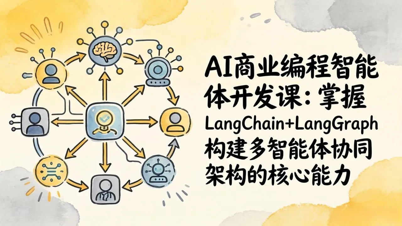 AI商业编程智能体开发课：掌握LangChain+LangGraph构建多智能体协同架构的核心能力