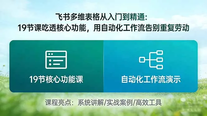 飞书多维表格从入门到精通:19节课吃透核心功能,用自动化工作流告别重复劳动
