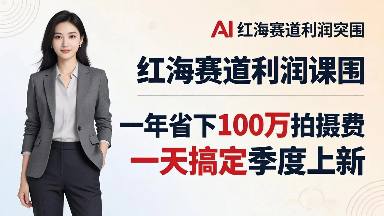 服装老板AI模特图课：一年省下100万拍摄费，一天搞定季度上新，红海赛道利润突围